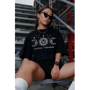 ieg™      Baskılı Oversize T-Shirt - Siyah -