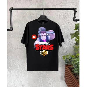 ieg™      Bisiklet Yaka Kısa Kol Baskılı   T-Shirt - Siyah -