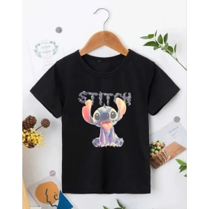 ieg™    Bisiklet Yaka Kısa Kol   Baskılı T-Shirt - Siyah -