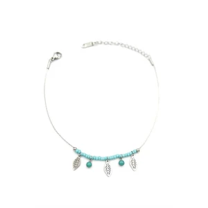 İEG Boncuklu Yonca Halhal - Gümüş