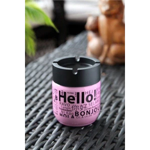 İEG Cam Kokusuz Küllük 425 Cc Hello Desenli Pembe