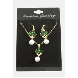 ieg™ Çiçek İnci Zirkon Taşlı Set Kolye