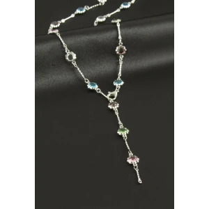 ieg™ Çiçek Zirkon Taşlı Çelik Y Kolye