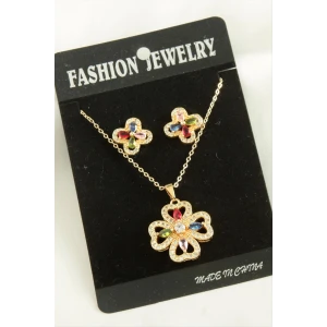 ieg™ Çiçek  Zirkon Taşlı Set Kolye