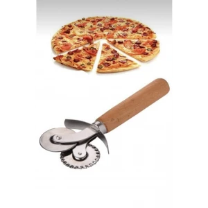İEG Çift Başlıklı Ahşap Saplı Pizza Kesici Hamur Kesici