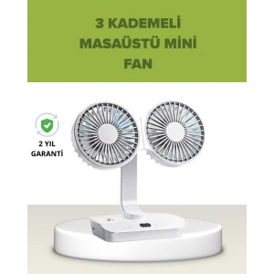 ieg™ Çift Kafalı Masaüstü Ve Duvar Tipi Sessiz Usb Şarjlı Fan