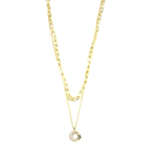 İEG Çoklu Ay Yıldız Kolye - Altın