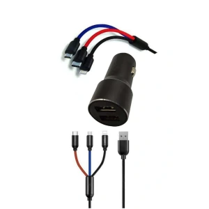 İEG® Çoklu Hızlı Şarj Kablosu ve Seyahat Araç Şarj Soketi Type-C Mikro İphone Uyumlu 1.2 Metre 3A