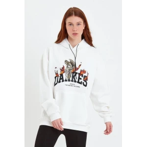ieg™      DANKES Baskılı Kapüşonlu Sweat - Beyaz -