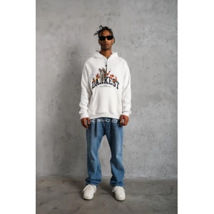 ieg™      DANKES Baskılı Kapüşonlu Sweat - Beyaz -