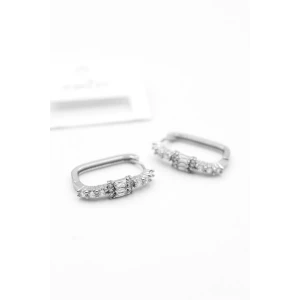 ieg™ Dikdörgen Taşlı Küpe - Gümüş