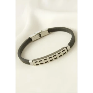 ieg™ Dikdörtgen Deri Çelik Bileklik