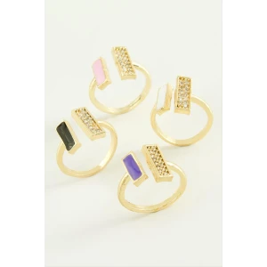 ieg™ Dikdörtgen Taşlı Mineli Eklem Yüzük