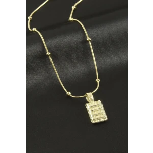 ieg™ Dikdörtgen Zirkon Taşlı Lüks Çelik Kolye