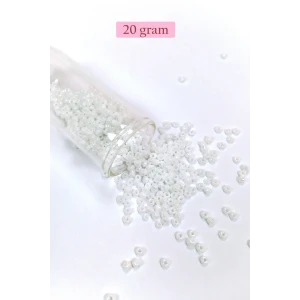 İEG Dökme Cam Kum Boncuk (8/0) 3 mm - 20 Gram - İnci Beyaz - BNC145