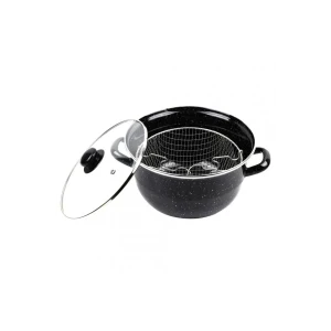 İEG Emaye Kızartma Tenceresi Siyah Kırçıllı 24 Cm -69115