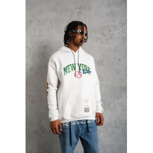 ieg™ Erkek Baskılı Kapüşonlu Sweatshirt - Beyaz