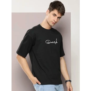 ieg™ Erkek Baskılı Oversize T-shirt - Siyah