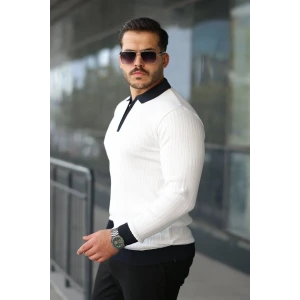 ieg™ Erkek Kol Ve Yaka Detaylı Uzun Kollu Triko