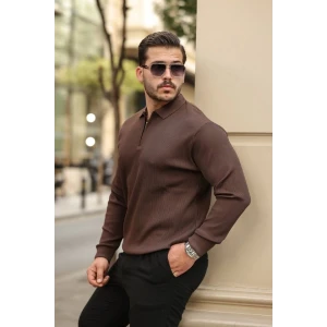 ieg™ Erkek Selanik örme Yakalı Uzun Kollu Triko