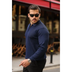 ieg™ Erkek Selanik örme Yakalı Uzun Kollu Triko