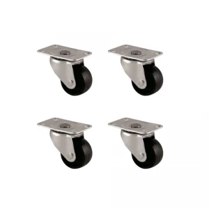 Furç Tablalı Bilyalı Teker - 38MM - Siyah HKS234 - 4 Adet
