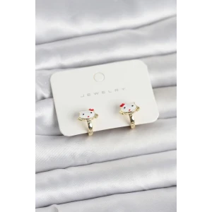 ieg™ Gold Renk Kedi Model Mineli Çocuk Küpe
