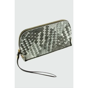 ieg™ Gri Hasır Desenli Dikdörtgen Deri Cüzdan