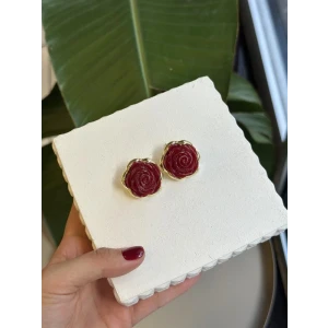 İEG® Gül Küpe - Bordo