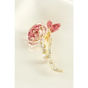 ieg™ Gül Mineli Taşlı Broş