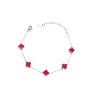 ieg™ Gümüş VC Yonca Bileklik - Bordo