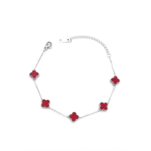 İEG® Gümüş VC Yonca Bileklik - Bordo