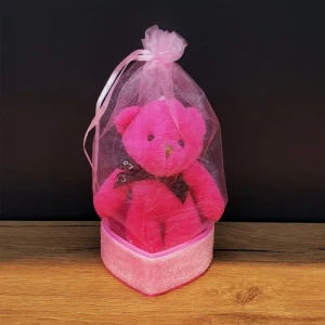 ieg™  Hediyelik Pembe Tül Kese Ve Ayıcık