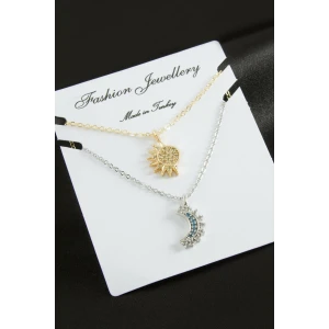 ieg™ Hilal Yıldız Çift Zirkon Taşlı Kolye