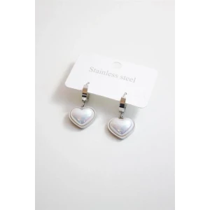 ieg™ İncili Çelik Kalp Küpe - Gümüş