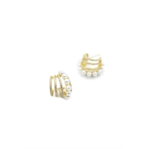 İEG İncili Taşlı Küpe - Altın