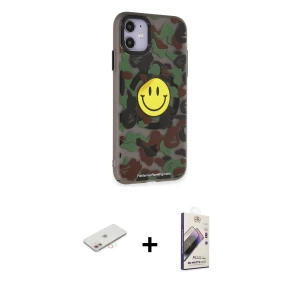 ieg™ iPhone 11 Kılıf Nova Doku Koleksiyonu - Siyah Bilvis 3D Mat Cam Ekran Koruyucu + Renkli Kamera Lens Koruma Cam - YL