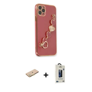 ieg™ iPhone 11 Pro Max Kılıf Nova Işık Prime - Siyah Bilvis Hayalet Cam Ekran Koruyucu + Sarı Renkli Kamera Lens Koruma Cam