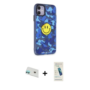 ieg™ iPhone 12 Kılıf Nova Doku Koleksiyonu - Şeffaf Pasifik Cam Ekran Koruyucu + Yeşil Rainbow Kamera Lens Koruma Cam