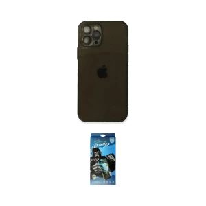 ieg™ iPhone 12 Pro Max Kılıf Ahenk Doku - Siyah 34D Izgaralı Cam