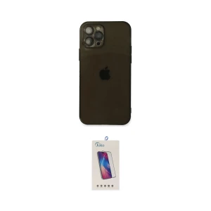 ieg™ iPhone 12 Pro Max Kılıf Ahenk Doku - Siyah Joko 5D Cam