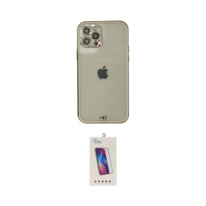 ieg™ iPhone 12 Pro Max Kılıf Eksen Minimal Koleksiyonu - Siyah Joko 5D Cam