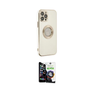 ieg™ iPhone 12 Pro Max Kılıf İz Form Serisi - Şeffaf Temperli Cam Ekran Koruyucu