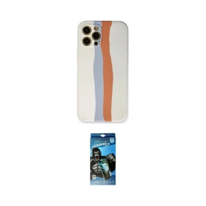 ieg™ iPhone 12 Pro Max Kılıf Yadigar Çizgi - Siyah 34D Izgaralı Cam