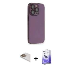 ieg™ iPhone 13 Pro Max Kılıf Siluet Minimal Özel Seri - Siyah Bilvis 5in1 5D Magic Hayalet Cam Ekran Koruyucu + Pers Alüminyum Kamera Lens - GD