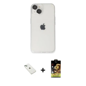 ieg™ iPhone 14 Kılıf Ufuk Minimal Özel Seri - Siyah Buffer Cam Ekran Koruyucu + Diamond Kamera Lens - YL