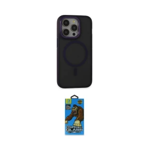 ieg™ iPhone 14 Pro Kılıf Ahenk Form Serisi - Siyah 18D Cam Ekran Koruyucu