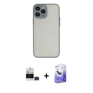 ieg™ iPhone 14 Pro Max Kılıf Ahenk Çizgi Serisi - Siyah Bilvis 5in1 5D Magic Hayalet Cam Ekran Koruyucu + Bilvis Titan Kamera Lens - DNMR