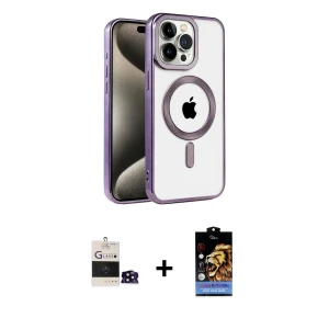 ieg™ iPhone 14 Pro Max Kılıf Eksen Form Koleksiyonu - Siyah Buffer Hayalet Cam Ekran Koruyucu + Bilvis Titan Kamera Lens - SH