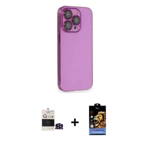 ieg™ iPhone 14 Pro Max Kılıf Siluet Minimal Özel Seri - Siyah Buffer Hayalet Cam Ekran Koruyucu + Bilvis Titan Kamera Lens - SH